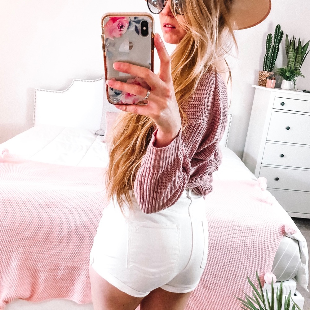 Sexy Oversized Mauve Blush Knit Knot Sweater - Picture 5 of 5